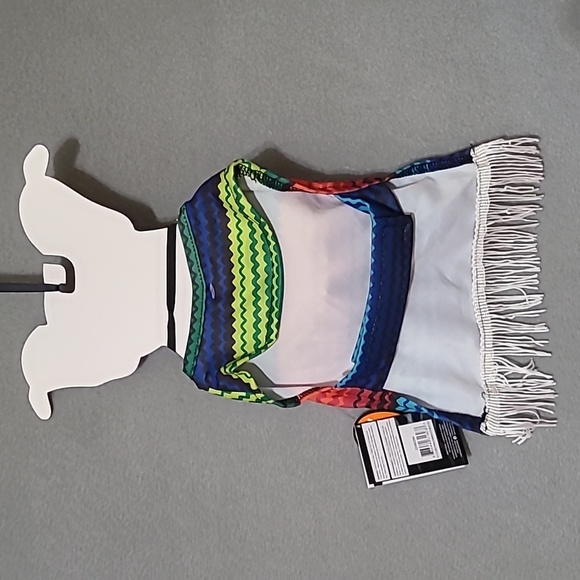 PARTY DOG - Colorful Dog Hat & Poncho with Fringe  Costume - Size XS/S - NEW - Picture 4 of 4